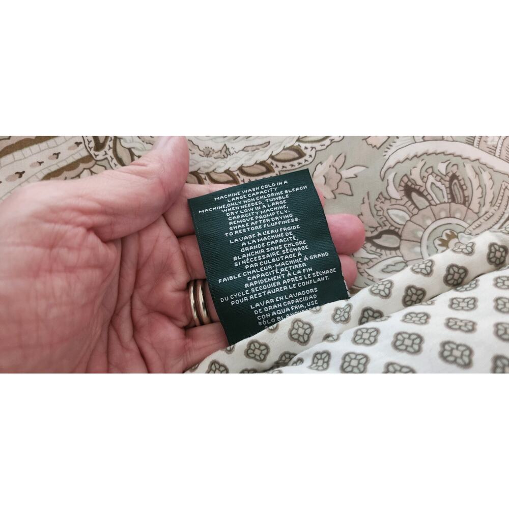 Ralph Lauren Marion Paisley Green Cotton Queen Reversible Comforter - Picture 5 of 8